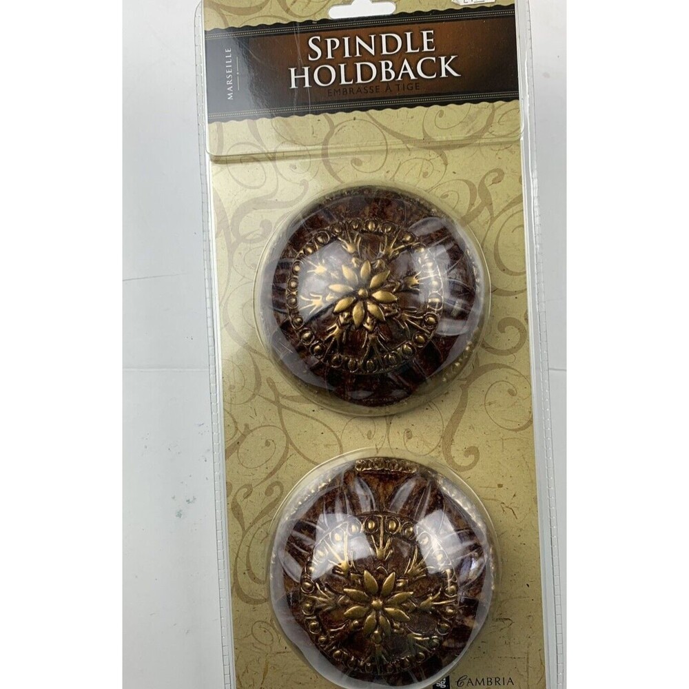 Cambria Marseille Spindle Holdback Set Curtains Tiebacks Bronze Hardware 2 pack